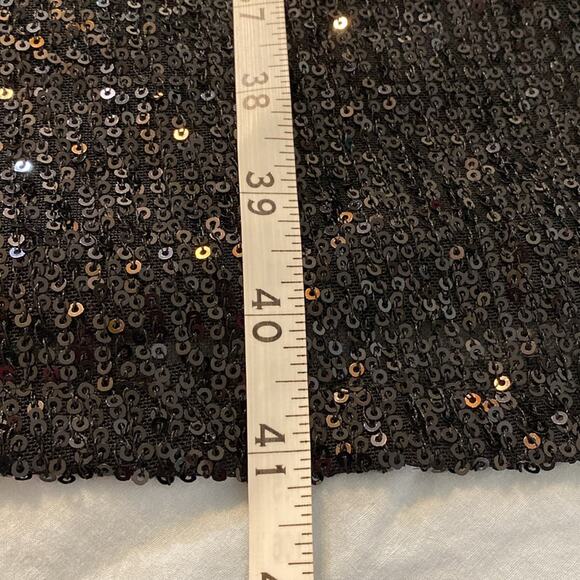 Ashley Stewart V-Neck Black Sequin Bubble Sleeve Shift Dress Size 16W - Picture 7 of 8